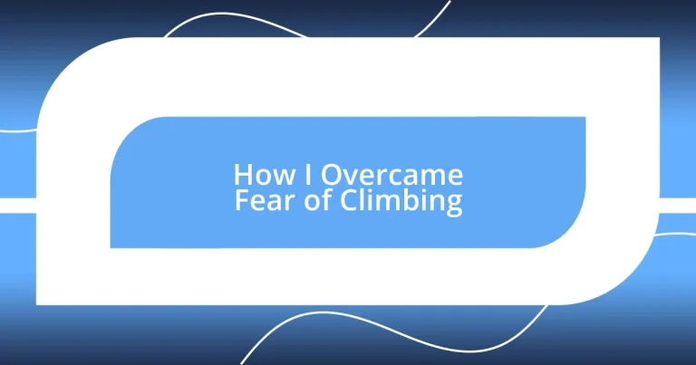 How I Overcame Fear of Climbing